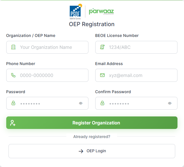 Parwaz Card Registration Portal 